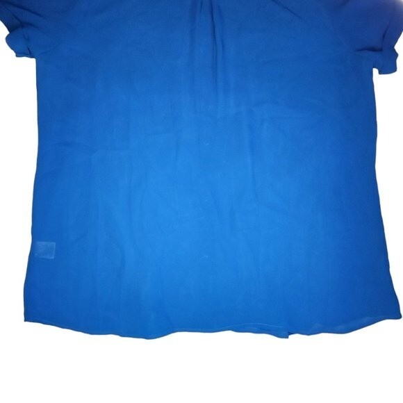 Halogen blue button front sheer collared top sz L - Picture 6 of 11